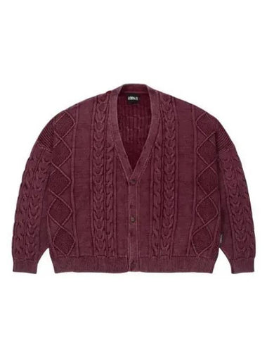 Cable washed cardigan burgundy - AJOBYAJO - BALAAN 1