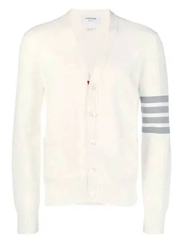 Milano Stitch 4 Bar Cardigan White - THOM BROWNE - BALAAN 2