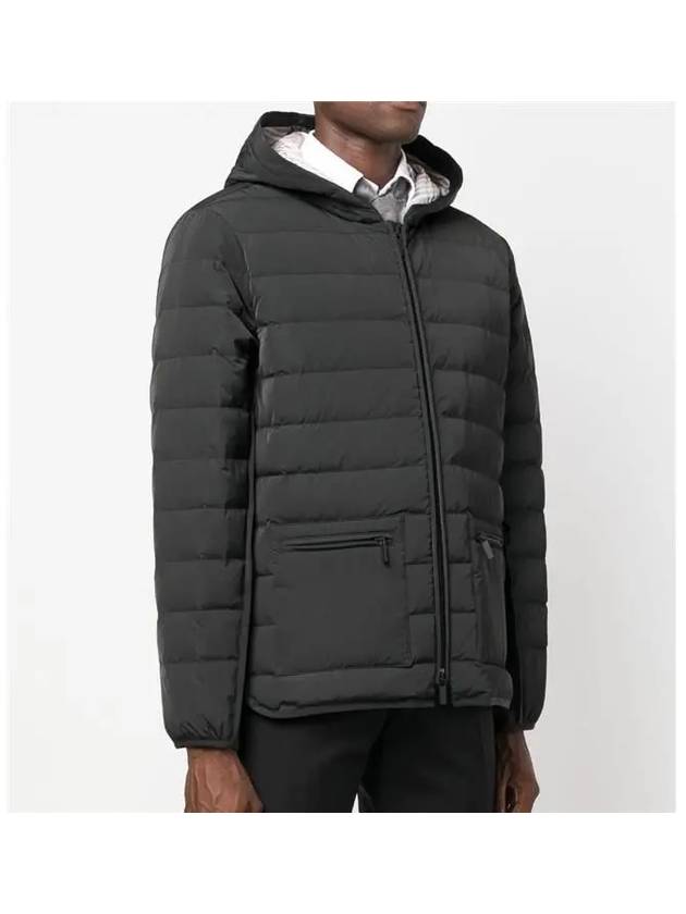 Poly Twill Rib 4-Bar Down Hoodie Jacket Charcoal - THOM BROWNE - BALAAN 5