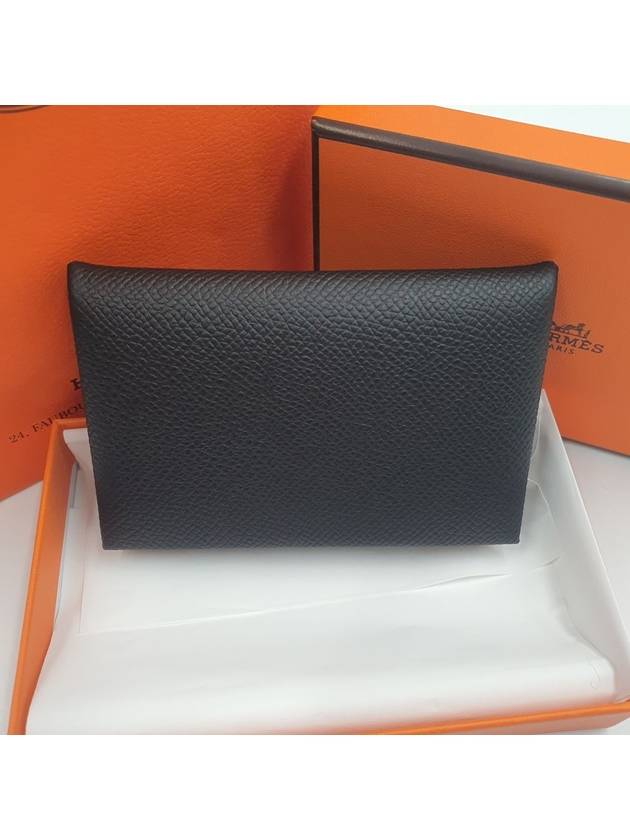 Calvi Absong Palladium Hardware Card Wallet Black - HERMES - BALAAN 3