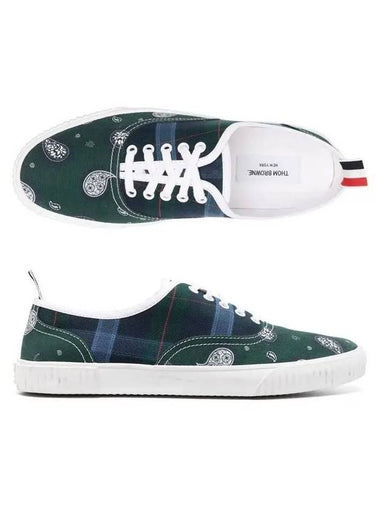 Tartan Paisley Twill Heritage Men's Low Top Sneakers - THOM BROWNE - BALAAN 1