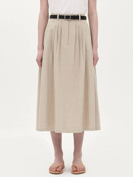 linen 8 tuck skirt_oatmeal - JUN BY JUN K - BALAAN 1