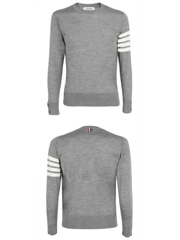 4 Bar Armband Classic Merino Wool Knit Top Light Grey - THOM BROWNE - BALAAN 6