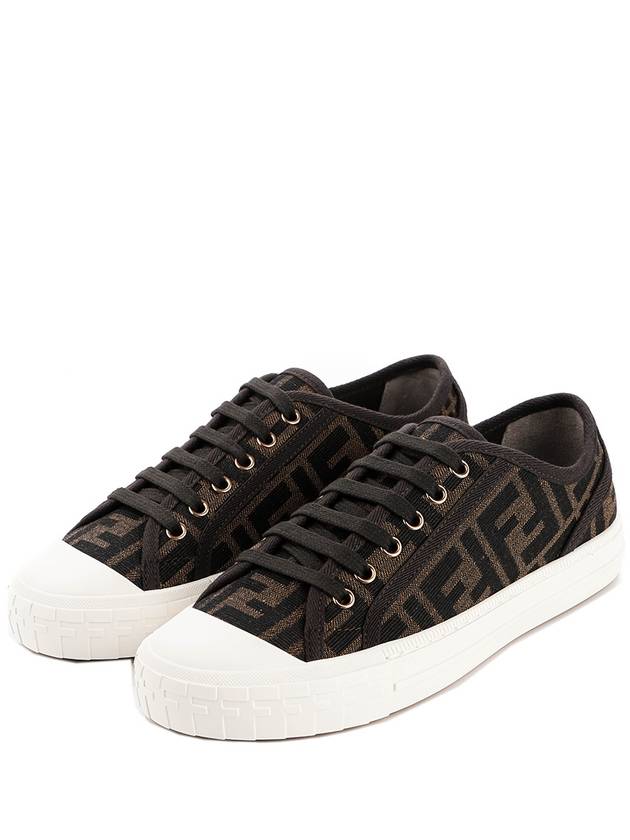 Domino FF Fabric Low Top Sneakers Brown - FENDI - BALAAN 2