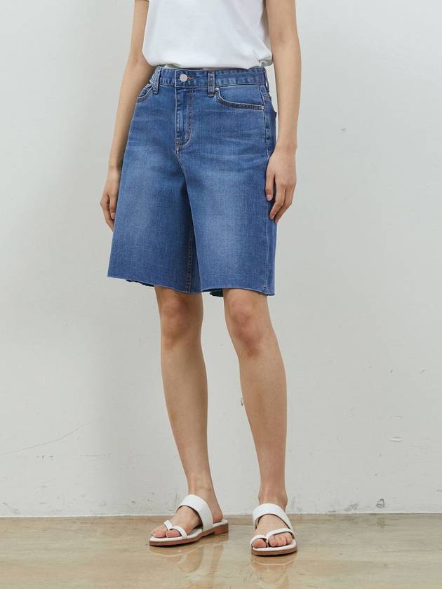 Denim edge cut inner color combination shorts blue - RYUL+WAI: - BALAAN 1