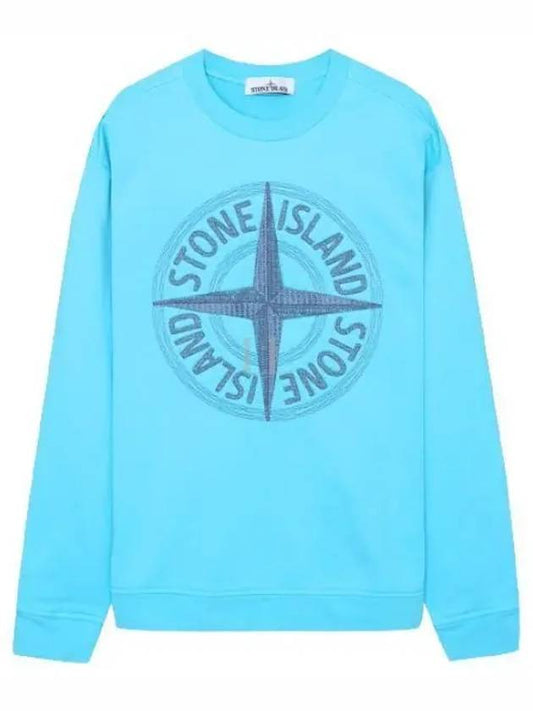 Garment Dying Compass Embroidery Logo Sweatshirt Blue - STONE ISLAND - BALAAN 2