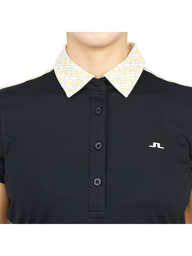 Women's Collar CARA Polo Short Sleeve T-Shirt Black - J.LINDEBERG - BALAAN 7