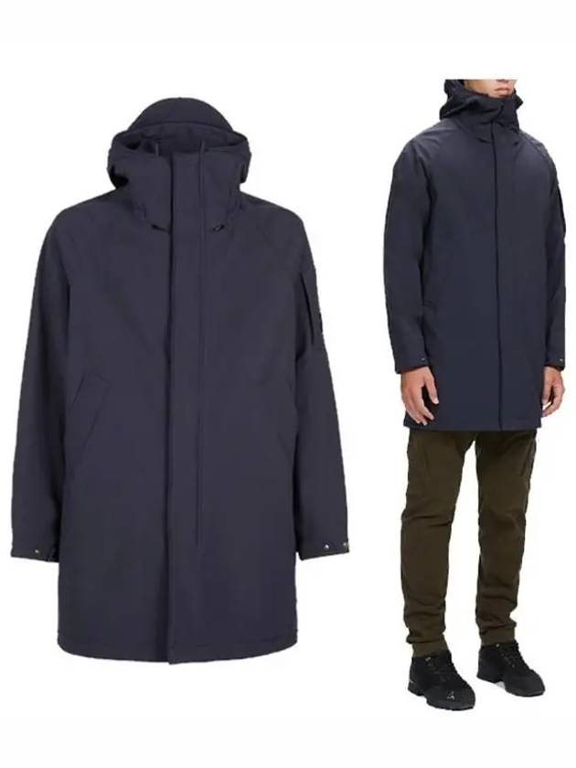 Shell R Long Hooded Jacket Blue - CP COMPANY - BALAAN.