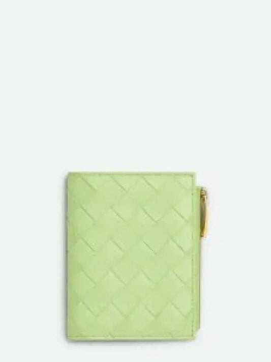 Intrecciato Zipper Small Half Wallet Green - BOTTEGA VENETA - BALAAN 2