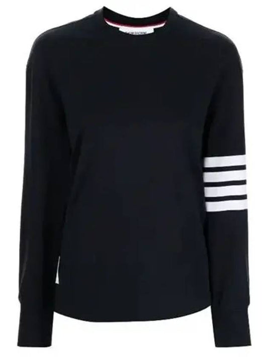 Engineered 4 Bar Medium Weight Jersey Oversized Long Sleeved T-Shirt Navy - THOM BROWNE - BALAAN 2