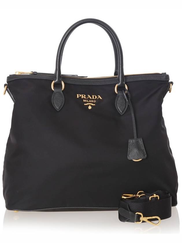 Tessuto Nylon Saffiano Tote Shoulder Bag Black - PRADA - BALAAN 2