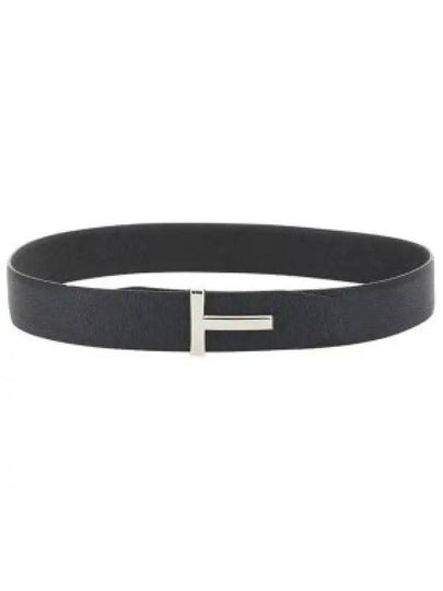 Sliver Soft Grain Leather T Icon Belt Brown Black - TOM FORD - BALAAN 2