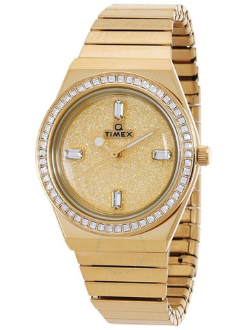 Timex Q Timex Quartz Crystal Gold Dial Ladies Watch TW2W10500 - TIMEX - BALAAN 1