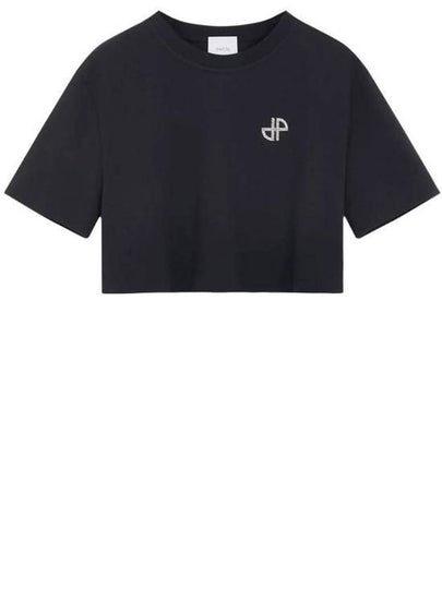 Logo Crop Cotton Short Sleeve T-Shirt Black - PATOU - BALAAN 2