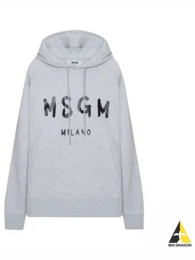 Brushed Logo Cotton Hoodie Light Grey - MSGM - BALAAN 2