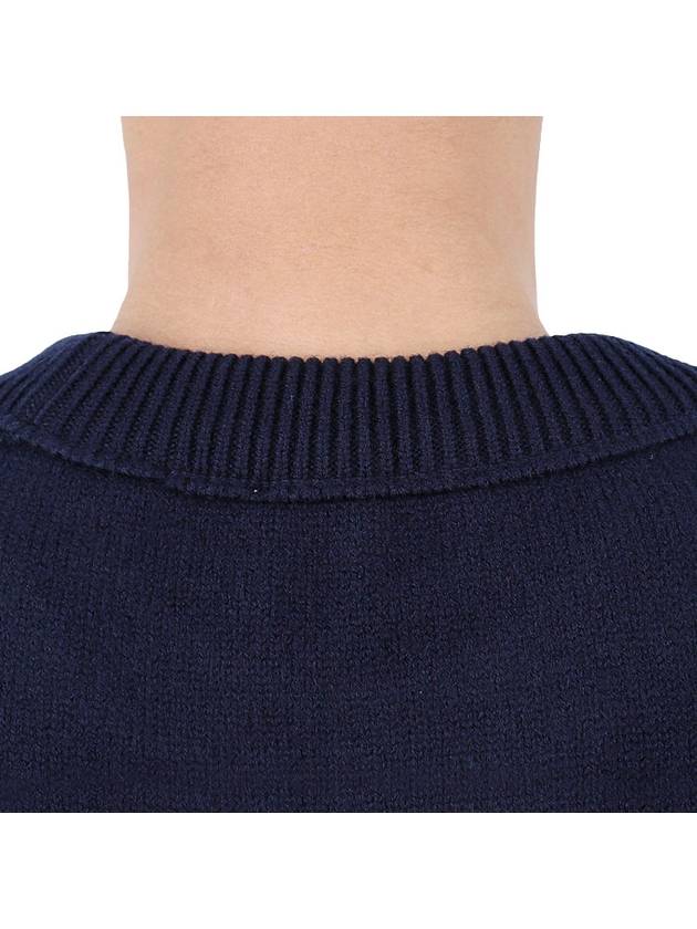 Big Heart Logo Wool Knit Top Navy - AMI - BALAAN 9