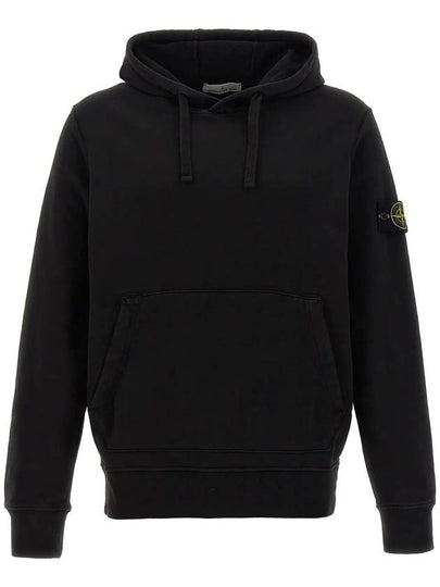 Cotton Fleece Garment Dyed Hoodie Black - STONE ISLAND - BALAAN 2