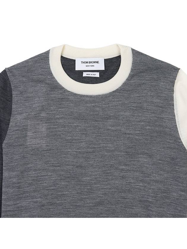 Women's Fun Mix 4 Bar Crew Neck Knit Top Grey - THOM BROWNE - BALAAN 4