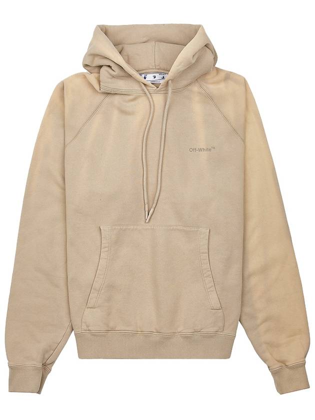 Logo Print Drawstring Hoodie Beige - OFF WHITE - BALAAN 3