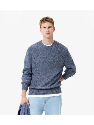 Men s Melange Crew Neck Pullover Blue - LACOSTE - BALAAN 1