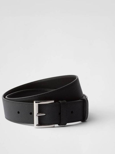 Saffiano Leather Belt Black - PRADA - BALAAN 2