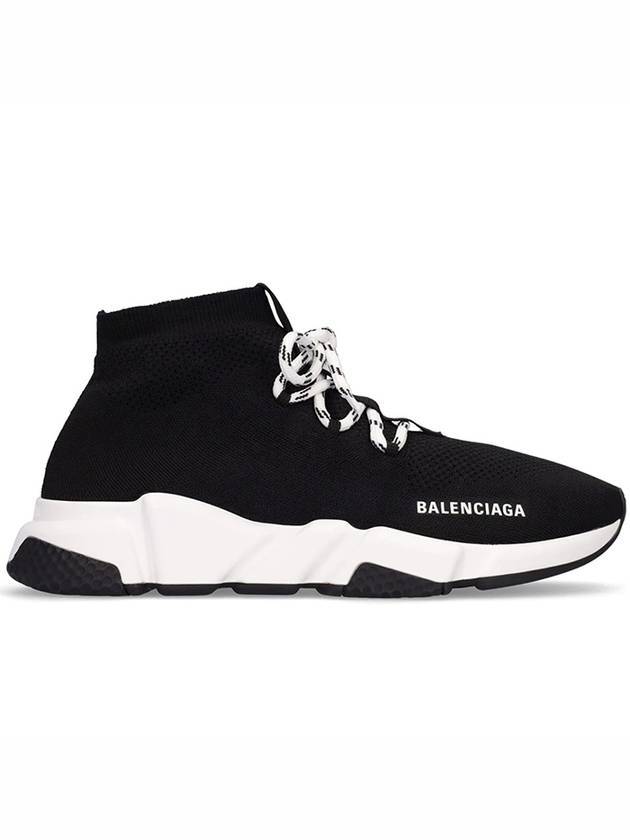 Speedrunner Knit Lace Up High Top Sneakers Black - BALENCIAGA - BALAAN 1