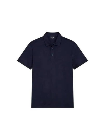 Men s Cotton Silk Polo Shirt Navy 271764 - GIORGIO ARMANI - BALAAN 1