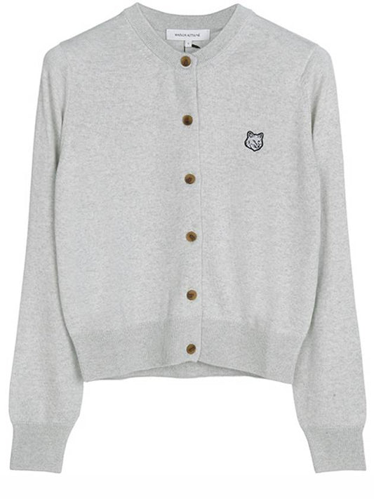 Bold Fox Head Patch Regular Cardigan Grey - MAISON KITSUNE - BALAAN 2