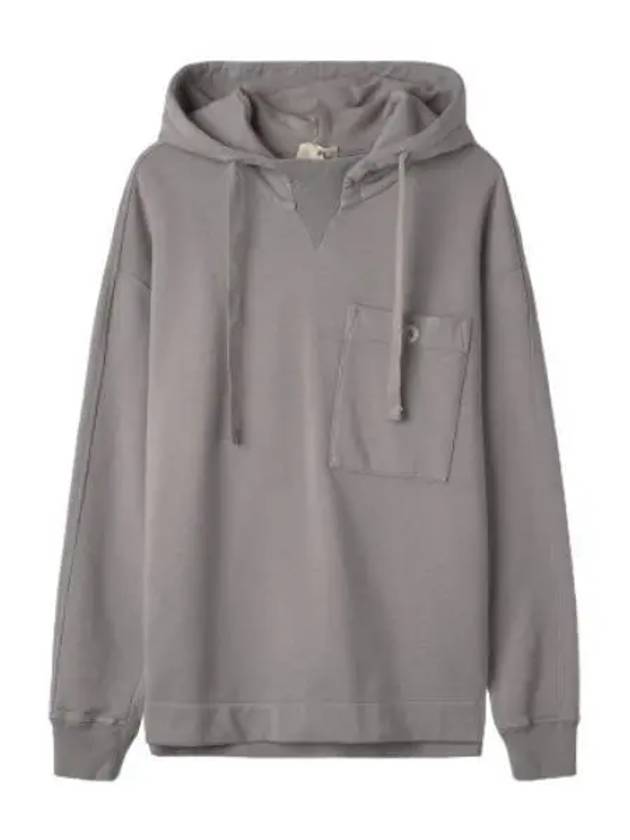 Chest pocket logo label hooded gray t shirt hoodie - TEN C - BALAAN 1