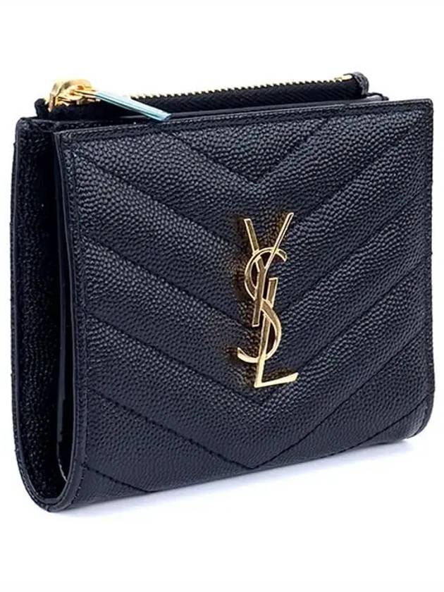 Monogram Matelasse Bifold Half Wallet Black - SAINT LAURENT - BALAAN 4