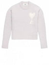 Heart Logo Intarsia Knit Top Earl Grey Ivory - AMI - BALAAN 2