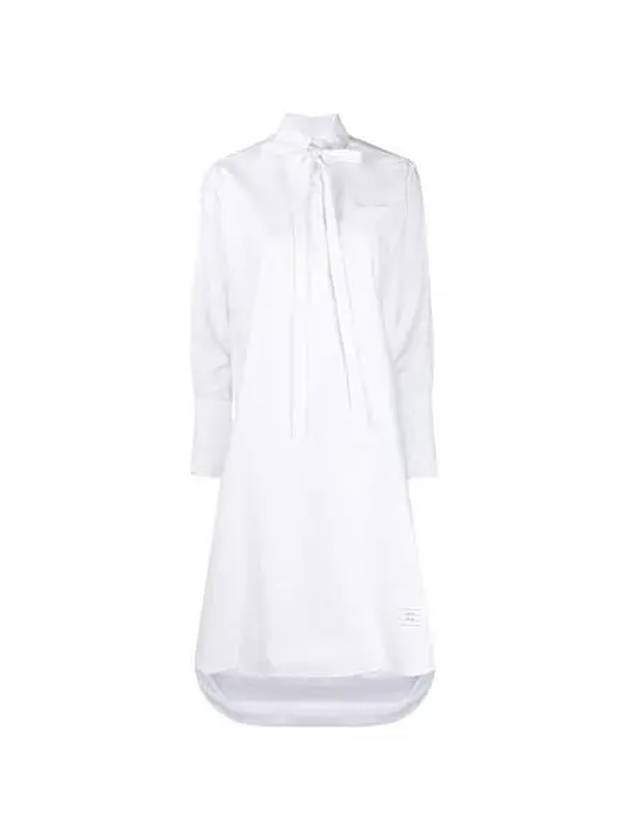 Women's Bow Tie Blouson Shirt Midi Dress White - THOM BROWNE - BALAAN 2