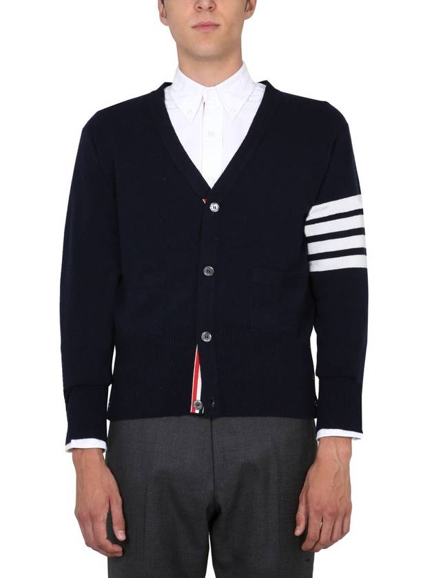 Men's Diagonal Classic Cashmere Cardigan Navy - THOM BROWNE - BALAAN 4