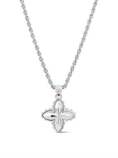 LV Flower Studs Pendant Necklace Silver - LOUIS VUITTON - BALAAN 2