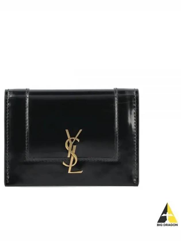 Cassandre Shiny Leather Card Wallet Black - SAINT LAURENT - BALAAN 2