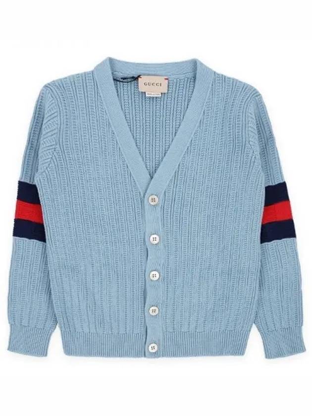 Kids Web Stripe Cardigan Sky - GUCCI - BALAAN 2