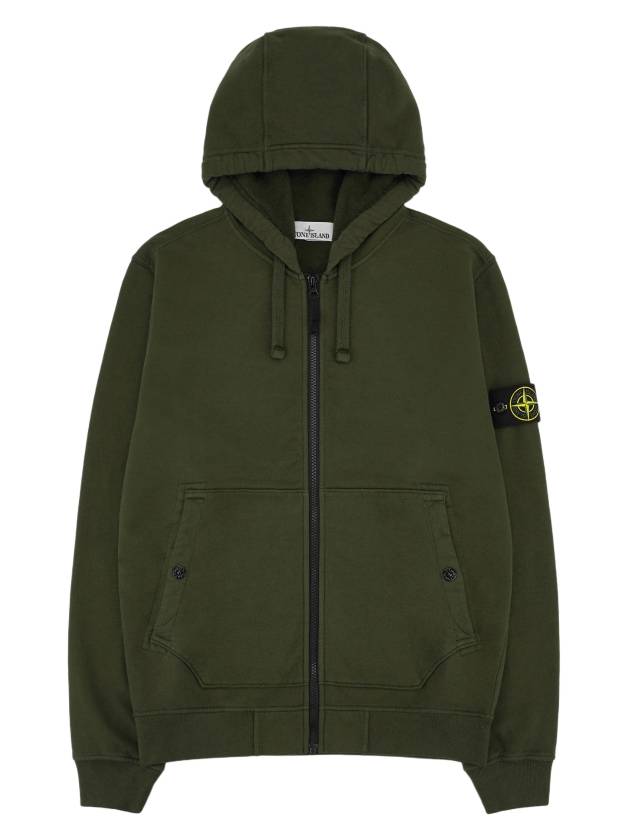 Wappen Patch Cotton Zip Up Hoodie Olive - STONE ISLAND - BALAAN 2