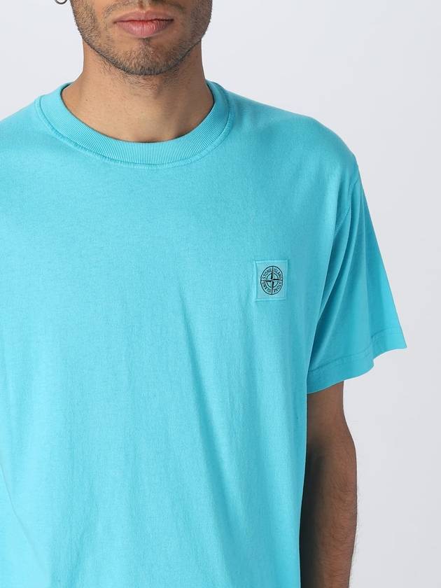 Pisato Effect Logo Patch Short Sleeve T-Shirt Turquoise - STONE ISLAND - BALAAN 6