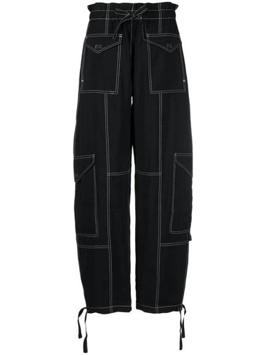 High Waist Cargo Track Pants Black - GANNI - BALAAN 1