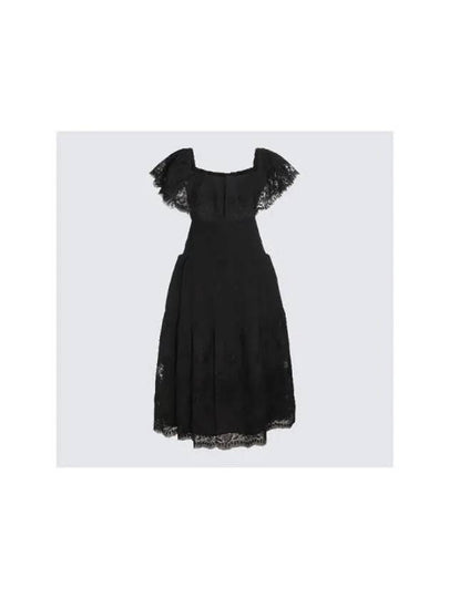 Self portrait off shoulder lace midi dress SS24198MB BLACK - ETC - BALAAN 2