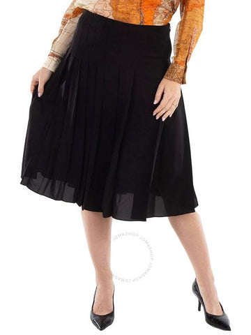 Burberry Ladies Katryn Black Pleated Silk Georgette Skirt, Brand Size 6 (US Size 4) - BURBERRY - BALAAN 1