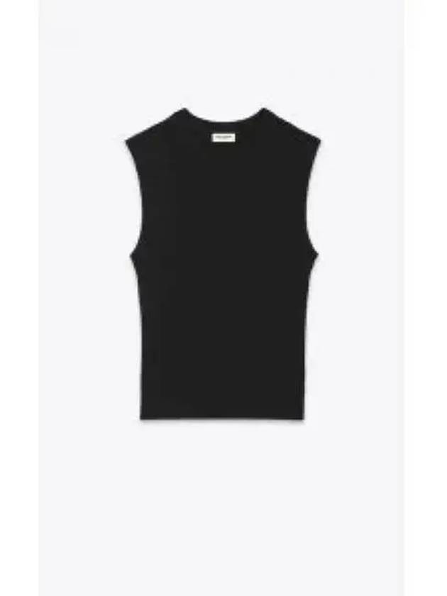 Rib Knit Sleeveless Black - SAINT LAURENT - BALAAN 2