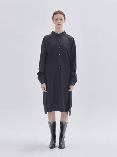 Double Sleeve Detail Tencel Shirt Type Dress Black - LIE - BALAAN 2