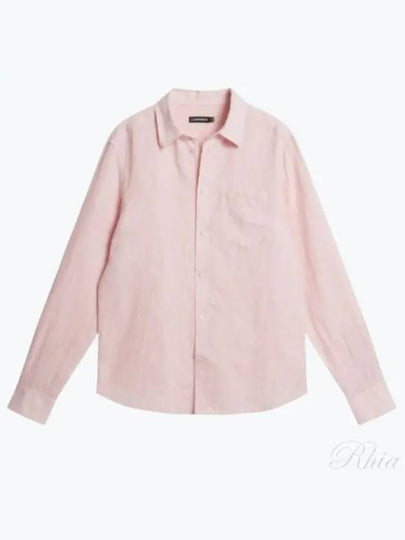 Slim Linen Melange Long Sleeve Shirt Powder Pink - J.LINDEBERG - BALAAN 2