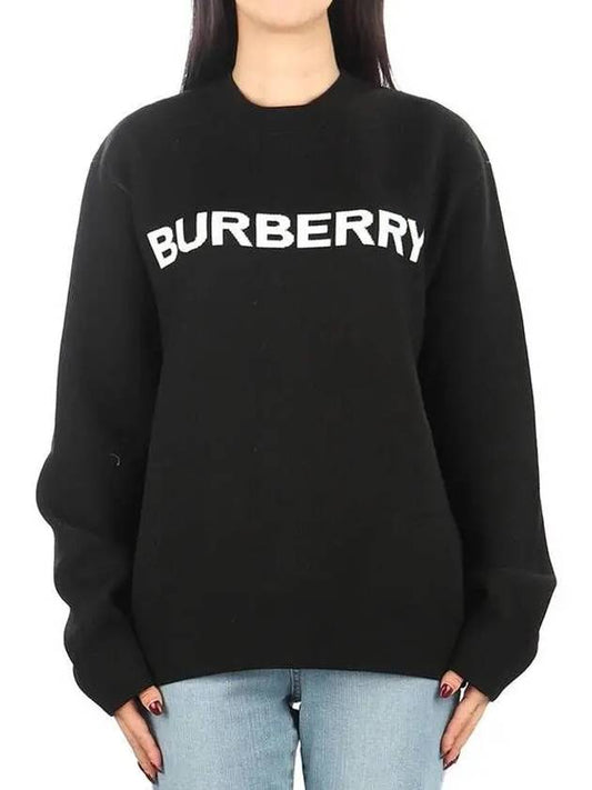 Women's Logo Cotton Knit Top Black - BURBERRY - BALAAN 2