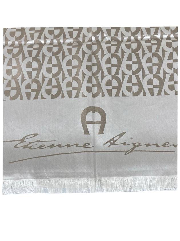 A Pattern 100% Seta Silk Jean Beige Scarf - AIGNER - BALAAN 3