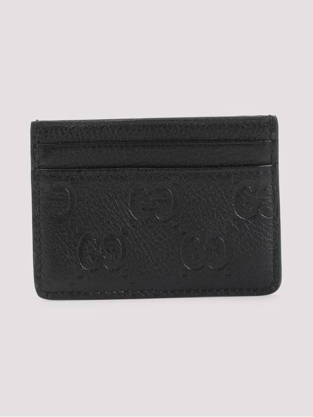 GG Emblem Leather Card Wallet Black - GUCCI - BALAAN 3