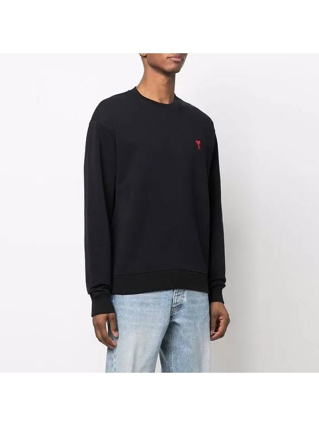 Small Heart Logo Sweatshirt Black - AMI - BALAAN 5