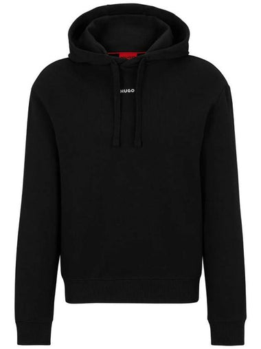 Contrast Logo Relaxed Fit Cotton Hood Black - HUGO BOSS - BALAAN 1