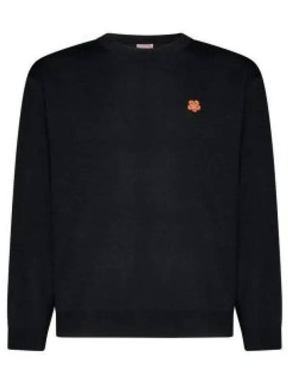 Boke Flower Wool Crew Neck Knit Top Black - KENZO - BALAAN 2